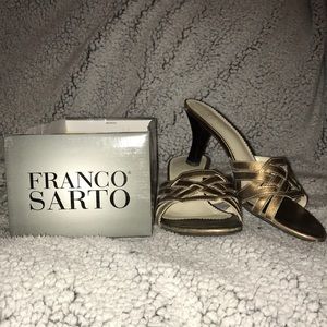 Franco Sarto bronze slippers.